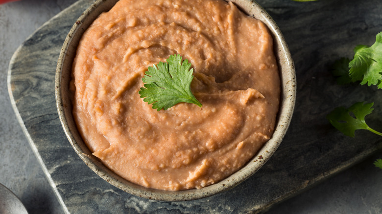 Refried beans in a bowl