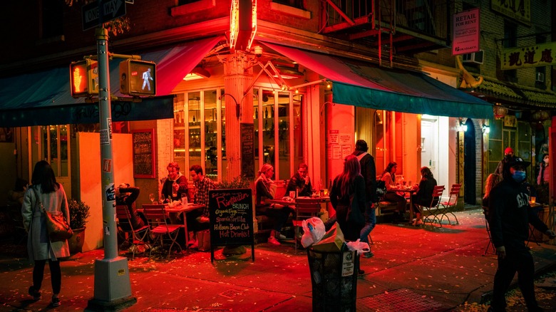 New York City restaurant at night