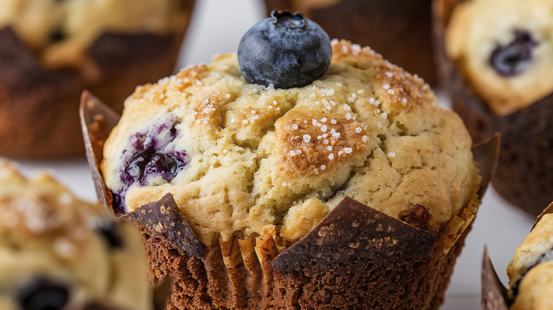 Close up of blueberry muffin