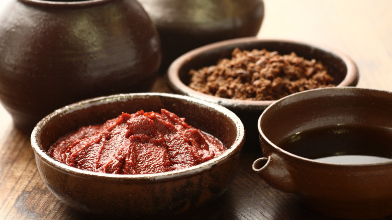 Gochujang, ganjang, and doenjang