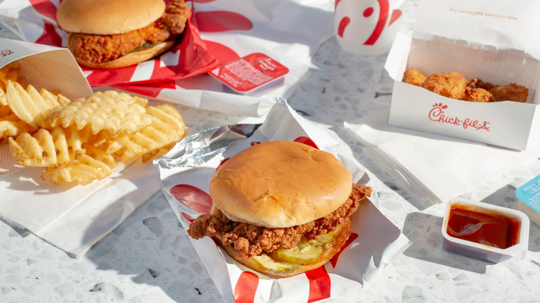 Chick-fil-A sandwich with other items