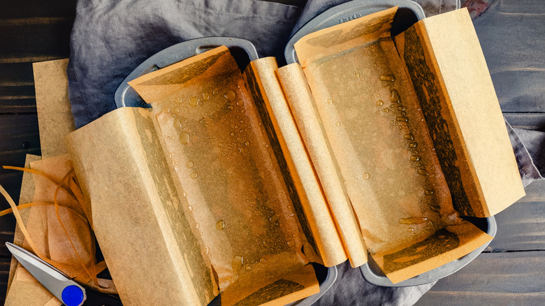 Parchment paper lined baking pans
