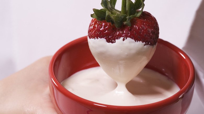 Strawberry dipped in white chocolate