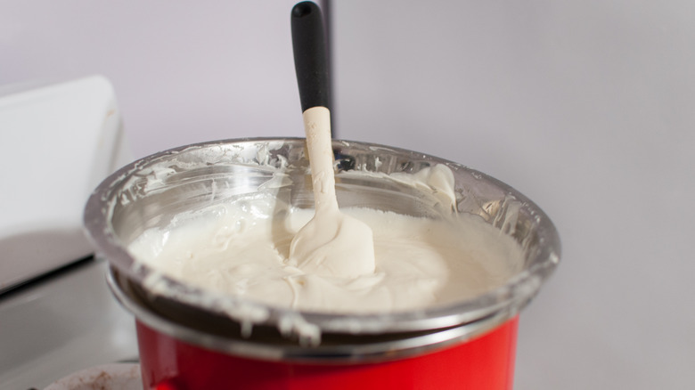 White chocolate on double boiler