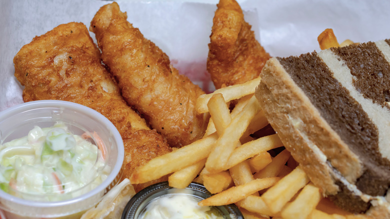 Fish and chips with sides 