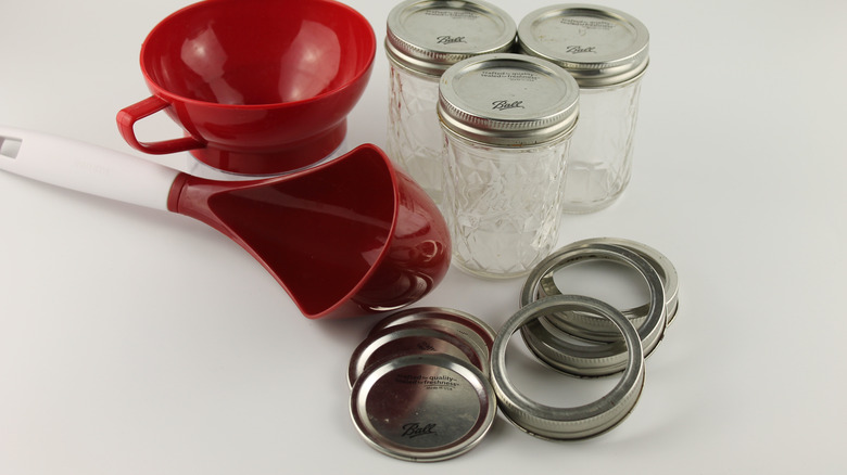 lids, jars, rings, funnel, laddle