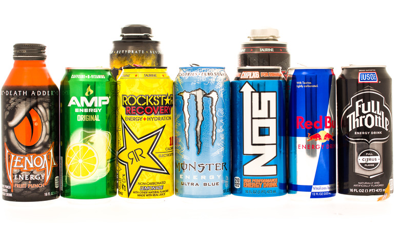 variety of energy drinks
