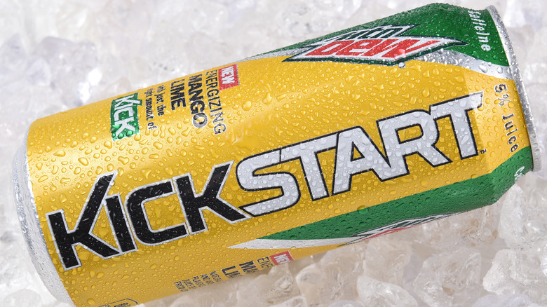 Can of Kickstart on ice