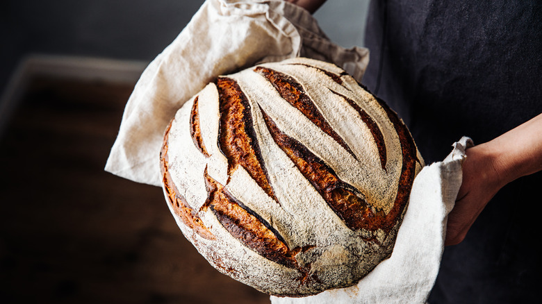 person holding sourdough bread