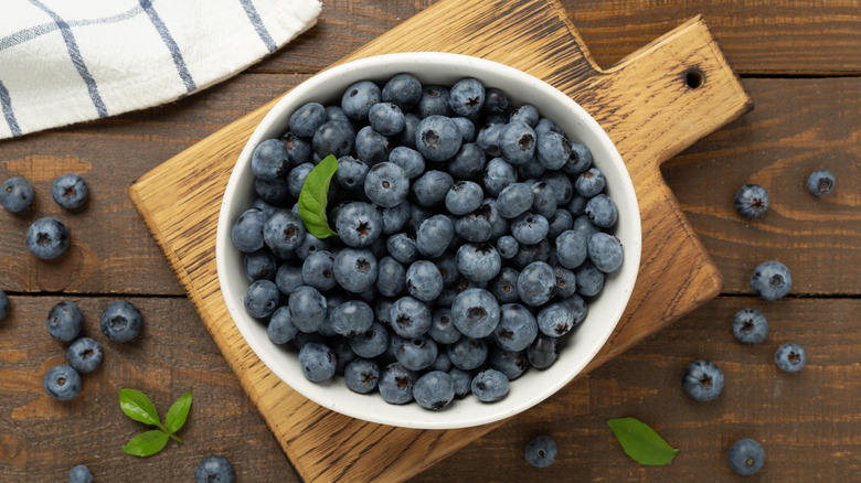 Blueberries in white bowl