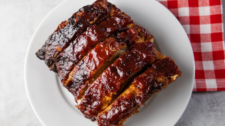 Ribs on white dish