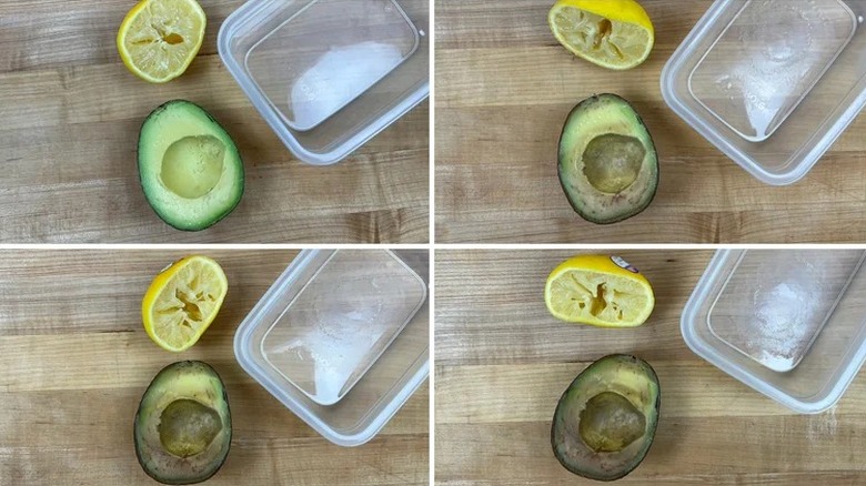 avocado and lemon juice in storage container