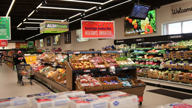 Customer shops in Aldi Grocery Market