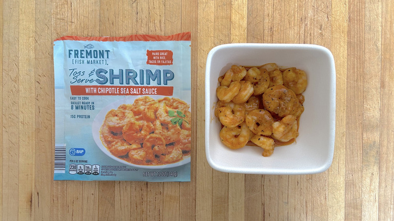 Fremont Fish Market Toss & Serve Shrimp with chipotle sea salt sauce packaged and in a bowl