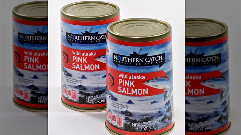 Cans of Northern Catch Wild Alaska Pink Salmon from Aldi