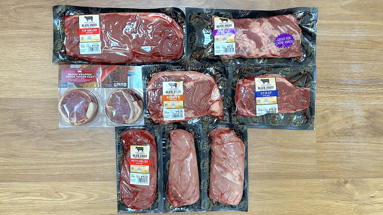 Selection of Aldi steaks in different cuts and packaging