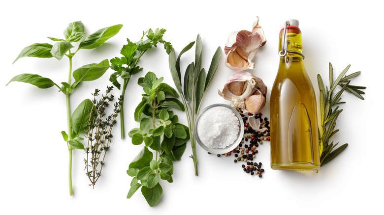 salad dressing and herbs