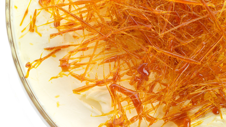 strands of crystalized spun sugar 