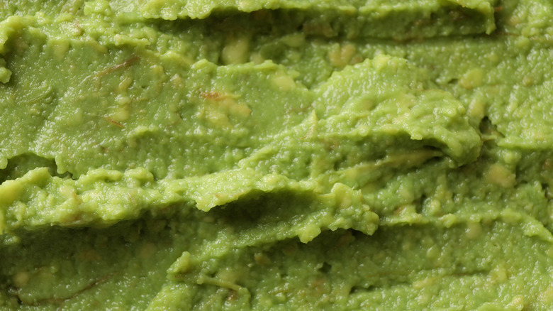Mashed avocado up close