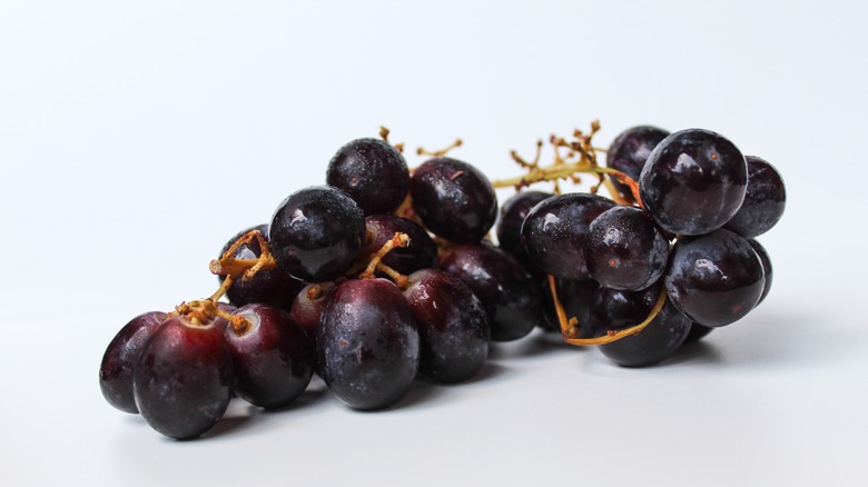 Bunch of red grapes on the stem