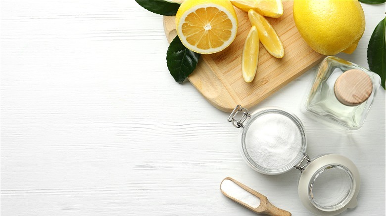 Lemons and baking soda on board 