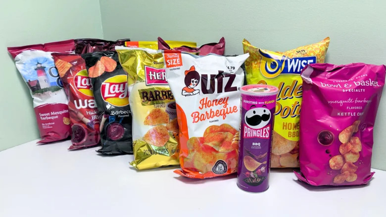 BBQ chip bags from different brands
