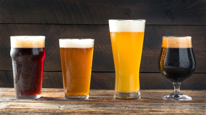 Glasses of dark and light beers