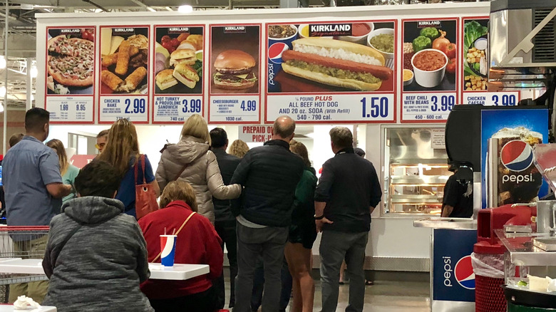 customers in line at the Costco food court
