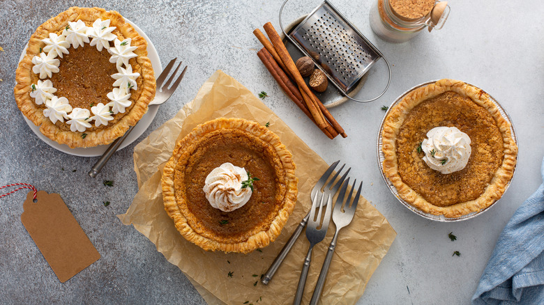 various pies with whipped topping