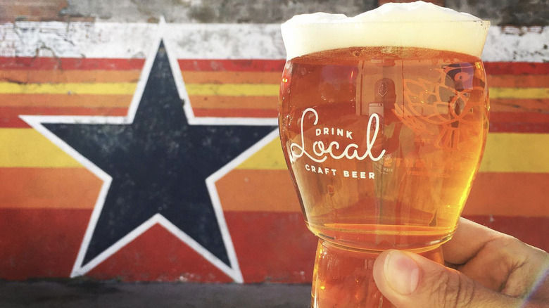 Beer glass and Astros flag