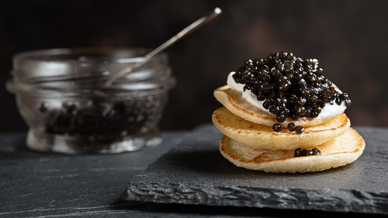 caviar on blinis