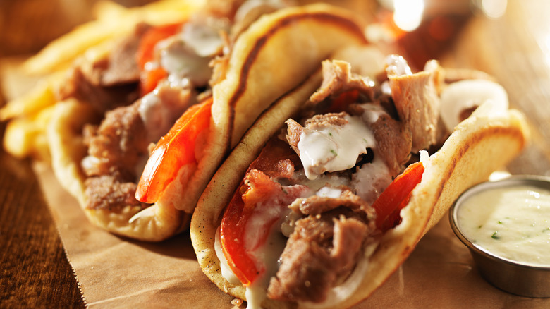 Greek gyros on parchment