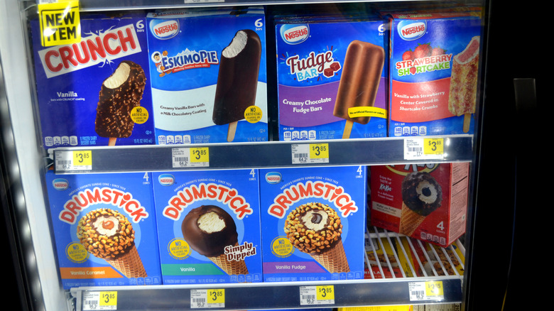Frozen desserts in cooler