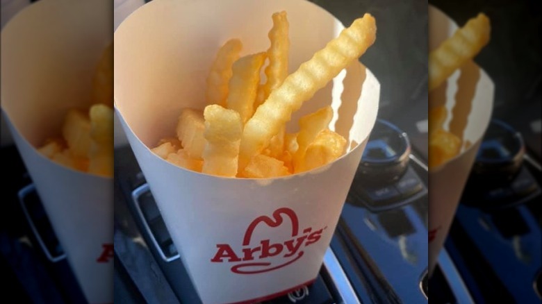 Half-eaten Arby's crinkle fries