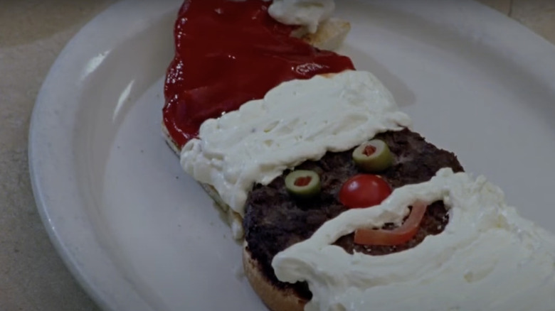 Burger with Santa hat