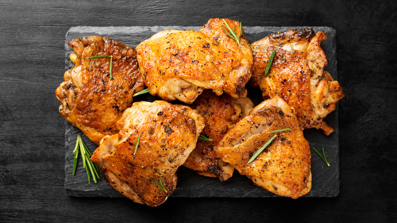 cooked chicken thighs