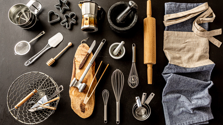 arranged kitchen gadgets