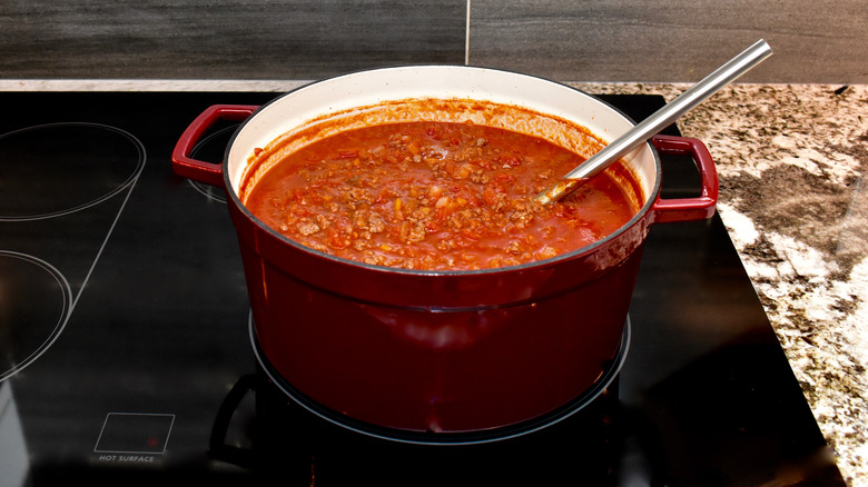 Pasta sauce on stove