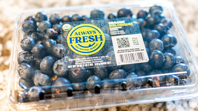 Carton of fresh blueberries