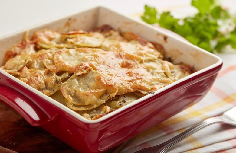 Potatoes Dauphinoise With Prunes and Leeks