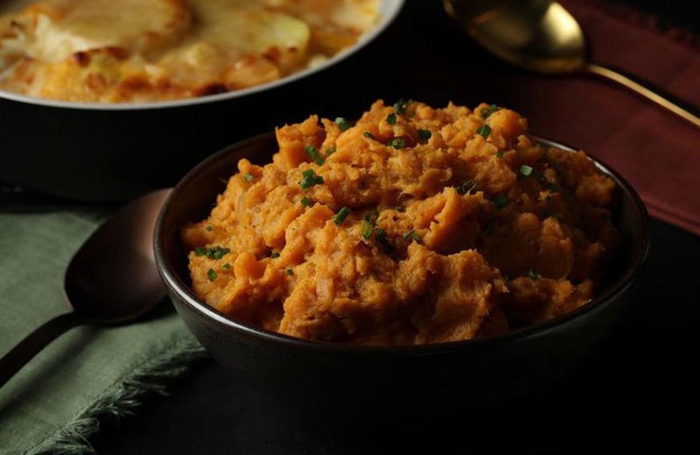 Mashed Sweet Potatoes With Coconut Milk and Chives 