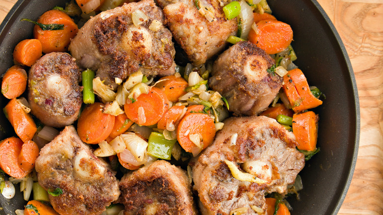 Red Wine Braised Oxtails With Butternut Squash and Pearl Onions