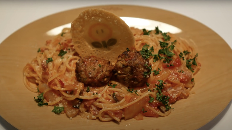 Fire Flower Spaghetti & Meatballs