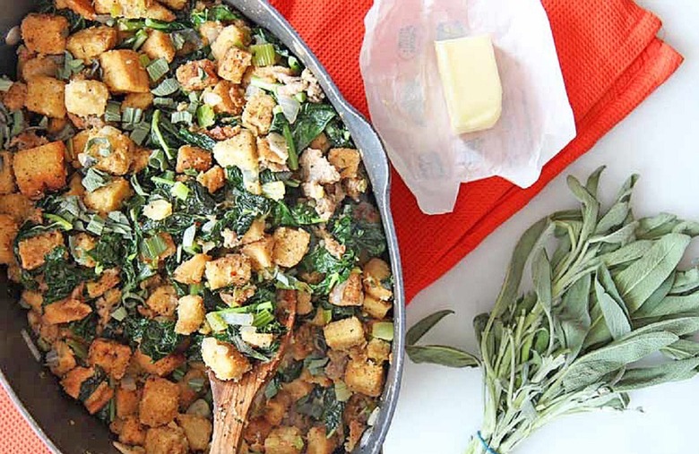 Easy Crouton, Sausage and Kale Stuffing 