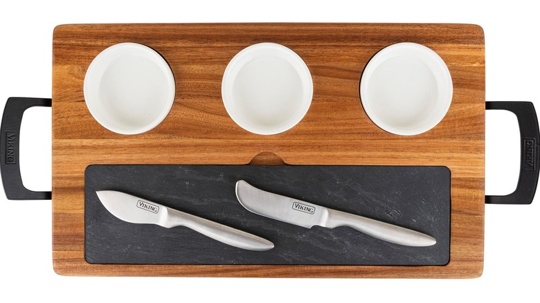 Wood and slate cheese board