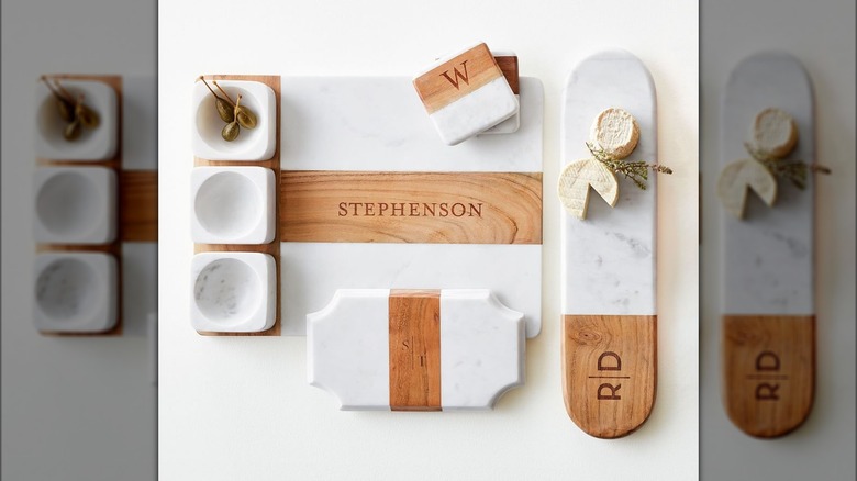 Set of marble cheese boards