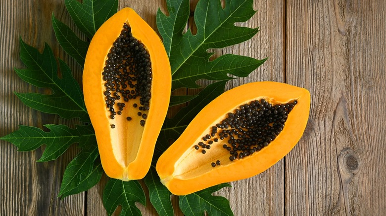 Sliced papaya fruit