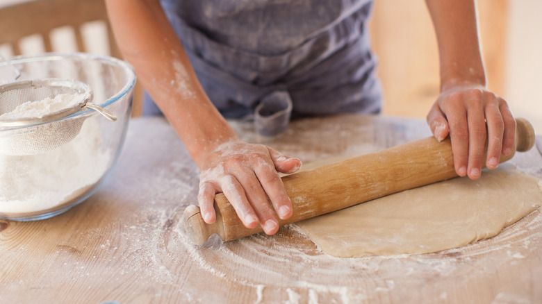 rolling out dough