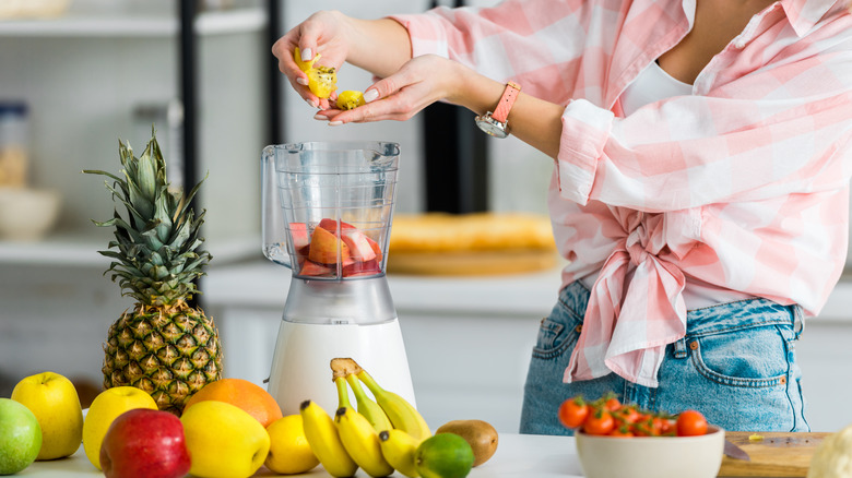 Blender full of fruit and smoothies