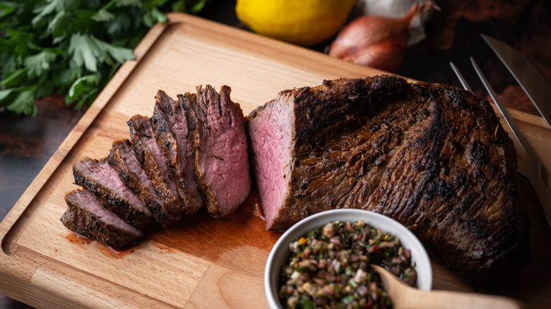 sliced tri-tip steak